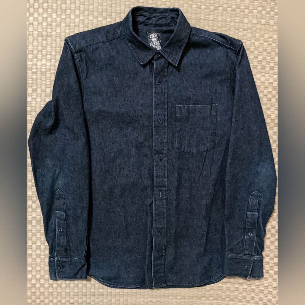 EUC RARE Stussy x FTNWL Chambray Button Up Shirt SS11 Blue Men's Medium USA Made